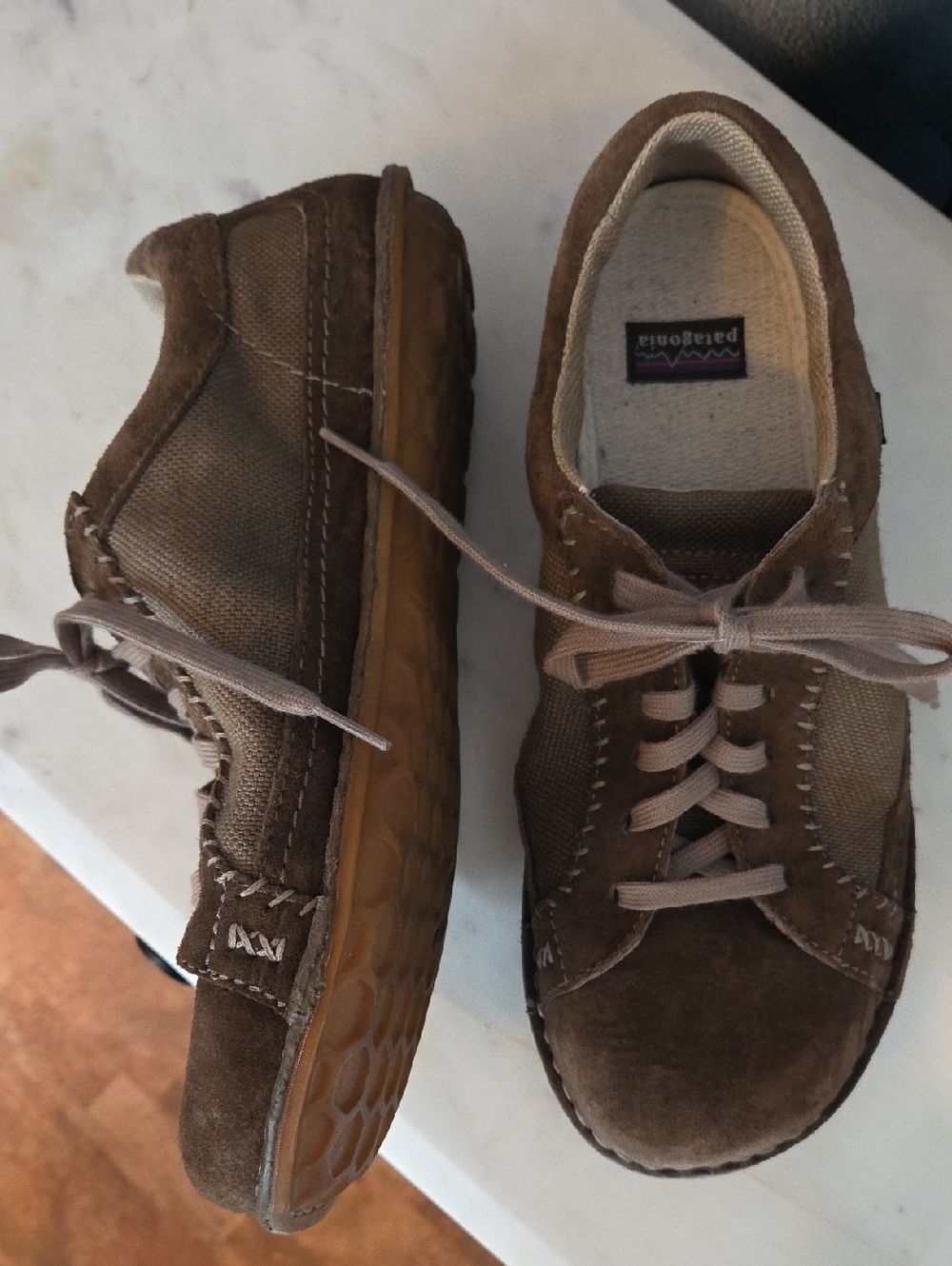 Patagonia Men's Brown Suede and Textile Lace-Up Sneakers